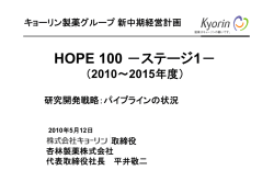 ジ HOPE 100 －ステージ1－ - キョーリン製薬ホールディングス株式会社