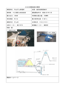 小水力発電施設の概要 発電所名：竹山ダム発電所 位置：鹿児島県霧島