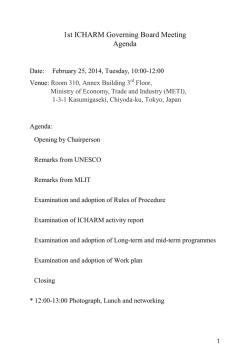 1st ICHARM Governing Board Meeting Agenda