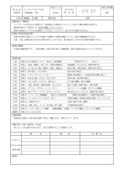 科目コード 専任・非常勤 科 目 名 (英語名) トータルクッキングⅠA