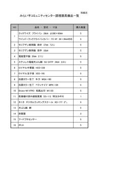 みらい平コミュニティセンター調理器具備品一覧