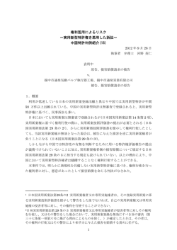権利濫用によるリスク &sim;実用新型特許権を悪用した訴訟&sim; 中国特許
