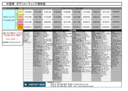 外国車 ボディコーティング価格表