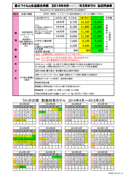 うたゆの宿 熱海四季ホテル 2014年4月～2015年3月