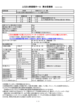 ふるさと新座館ホール 舞台設備表 (平成28年01月現在