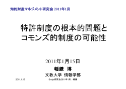 特許制度の根本的問題と コモンズ的制度の可能性
