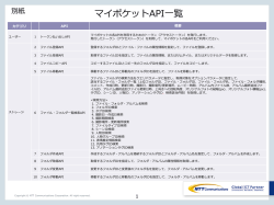 API一覧 - クラウド・オンラインストレージのマイポケット