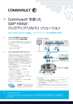 Commvault&reg; を使った SAP HANA&reg; バックアップ/リカバリ ソリューション