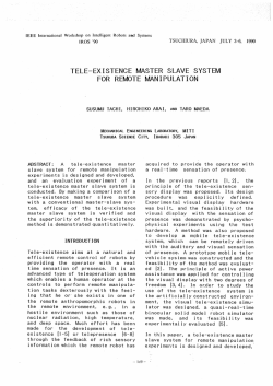 TELE~EXーSTENCE 凧STER SLAVE SYSTEM F。R RE叩TE 伽Nー