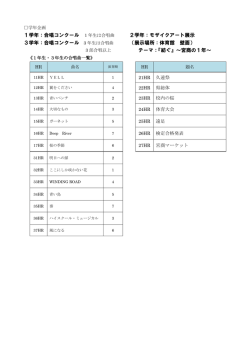 1学年：合唱コンクール 1年生は合唱曲 3学年：合唱コンクール 3 年生