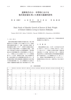 道東地方の小・中学校における 毎月測定値を用いた発育の基礎的研究