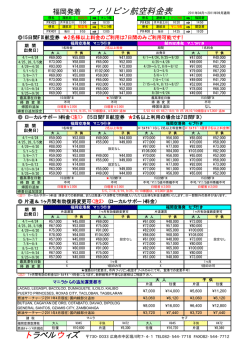 福岡発着 フィリピン航空料金表 2011年04月&sim;2011年09月適用 - Hi-HO
