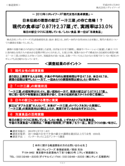 現代の食卓は「0.87汁2.37菜」