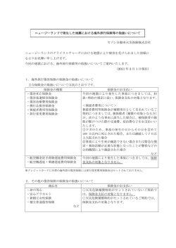 ニュージーランドで発生した地震における海外旅行保険等の取扱い