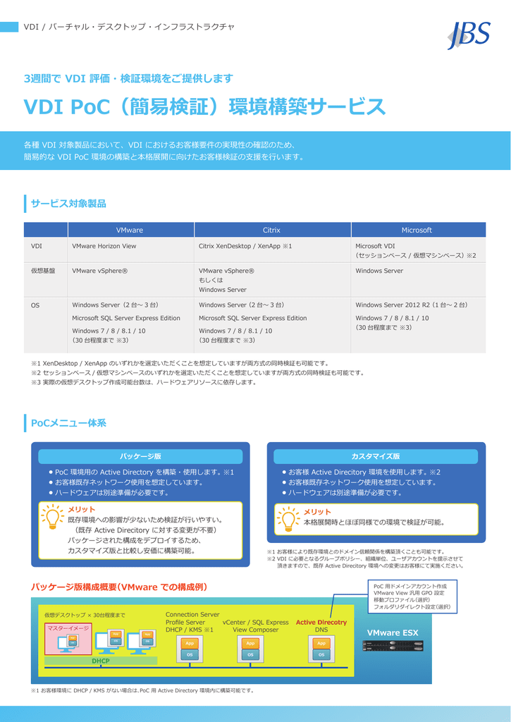 Jbs Vdi Poc 簡易検証 環境構築サービスパンフレット Pdf