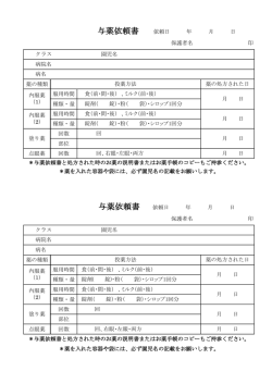 薬の種類 服用時間 種類・量 服用時間 種類・量 回数 部位 点眼薬 回数