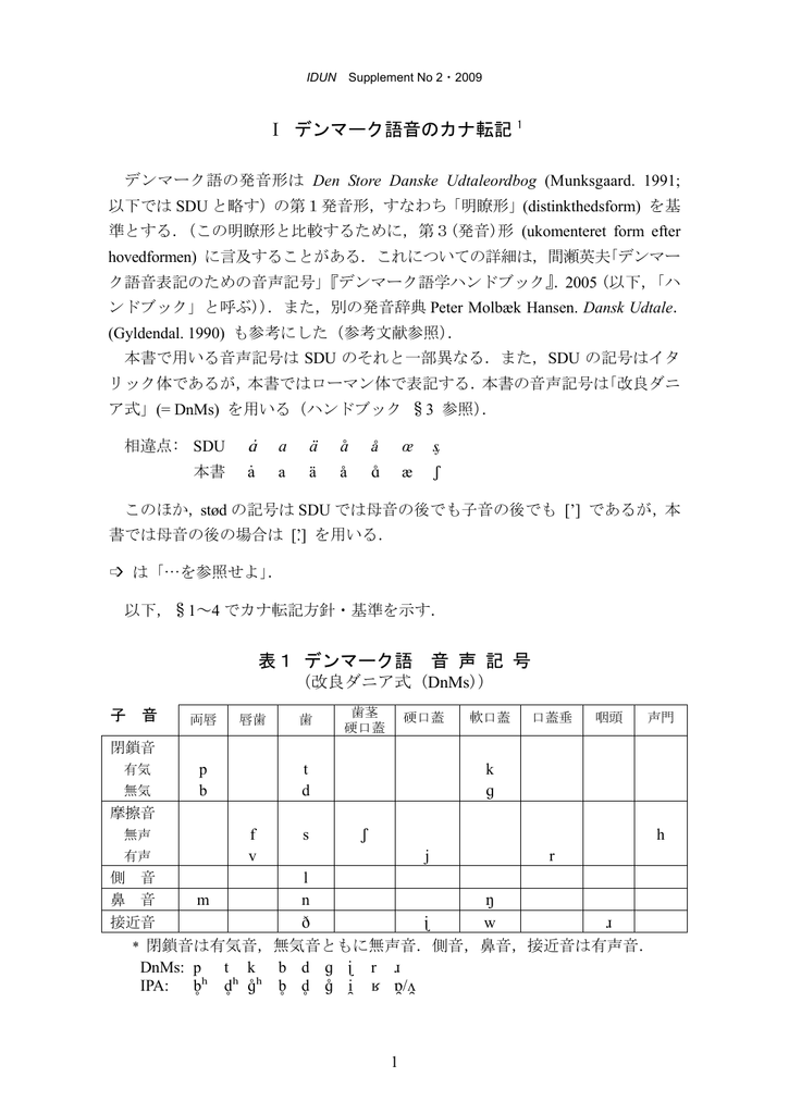 デンマーク語音のカナ転記について