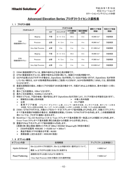 Advanced Elevation Series プロダクトライセンス価格表