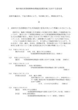 梅井地区産業廃棄物処理施設設置計画に反対する意見書