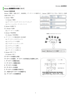 Access 基礎講座 Access 基礎講習の内容について