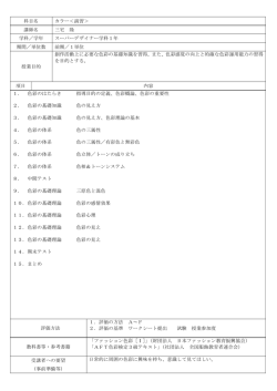 科目名 カラー＜演習＞ 講師名 三宅 隆 学科／学年 スーパーデザイナー
