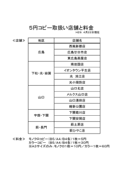 5円コピー取扱い店舗と料金