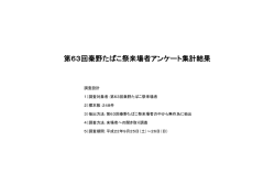 第63回秦野たばこ祭来場者アンケート集計結果