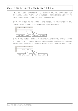 Excel で 001 や(1)などを文字として入力する方法