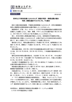 欧州などの財政危機にもかかわらず、韓国の特許&bull;商標出願は増加
