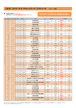 2015/16V・チャレンジリーグⅠ 女子大会 日程表（2015.9.7）