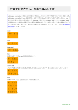 行頭での突き出し、行末でのぶら下げ