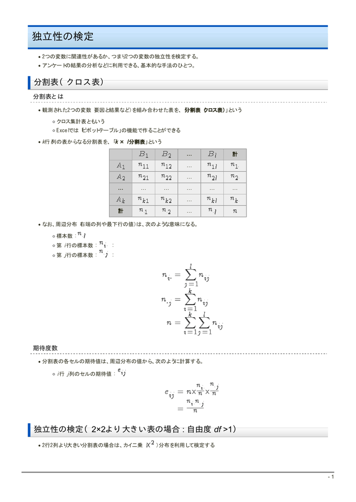 独立性の検定 独立性の検定