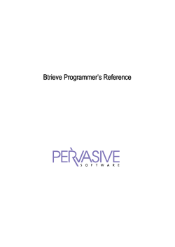 Btrieve Programmer`s Reference