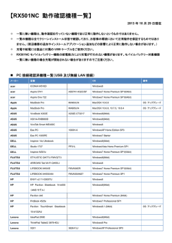 【RX501NC 動作確認機種一覧】