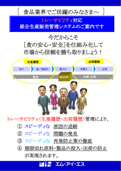 ［食の安心・安全］を仕組み化して 市場から信頼を勝ち取りましょう！