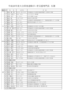 平成26年度大分県発達障がい者支援専門員 名簿