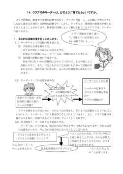Q14 クラブでのリーダーは、どのように育てたらよいですか。
