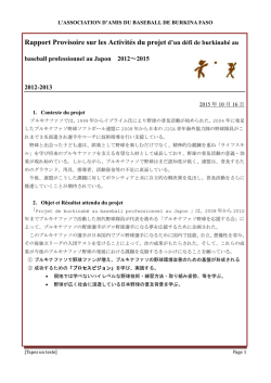 Rapport Provisoire sur les Activit&eacute;s du projet d`un