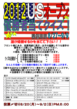 誰が優勝するかを当てて下さい！！