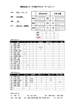 関東社会人リーグ2部Cブロック ゲームシート BREAKERS 日本工機