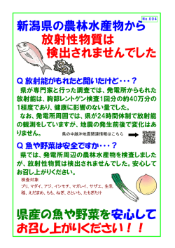 004 新潟県の農林水産物から放射性物質は検出されませんでした