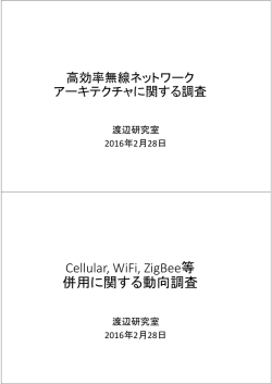 Cellular, WiFi, ZigBee等 併用に関する動向調査
