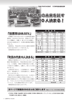 議会ニュース !! 私たちの未来を託す 10 人決まる！