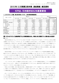 2015年12月期 第2四半期 連結業績補足資料