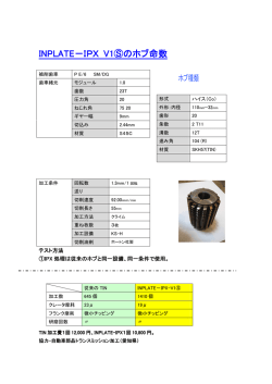 INPLATE－IPX V1V1  のホブ命数