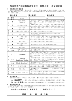 H28体験入学 希望調査票