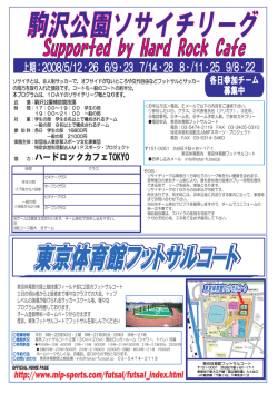 駒沢公園ソサイチリーグ - 東京体育館フットサルコート
