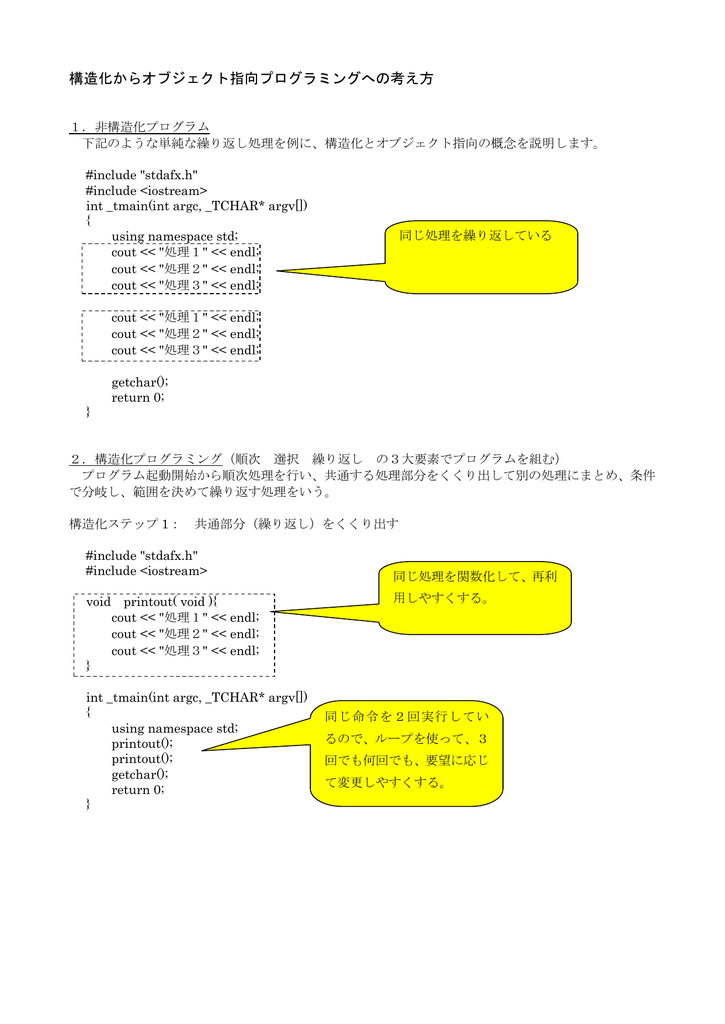 構造化からオブジェクト指向プログラミングへの考え方