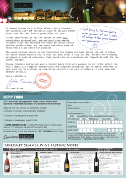 Sirromet Summer Wine Tasting Notes