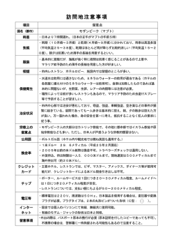 訪問地注意事項
